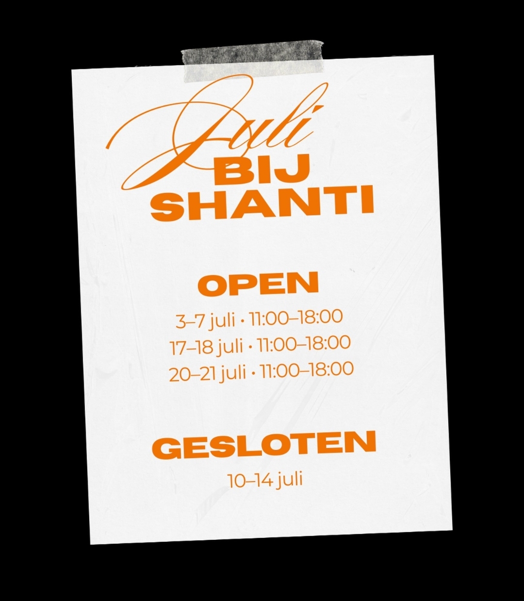 Aangepaste openingsuren juli